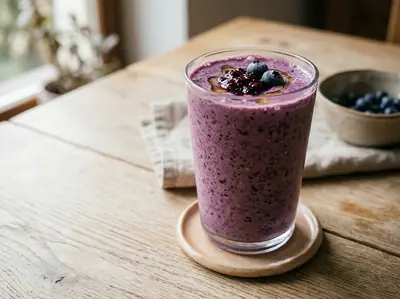 Borůvkový proteinový shake s tvarohem