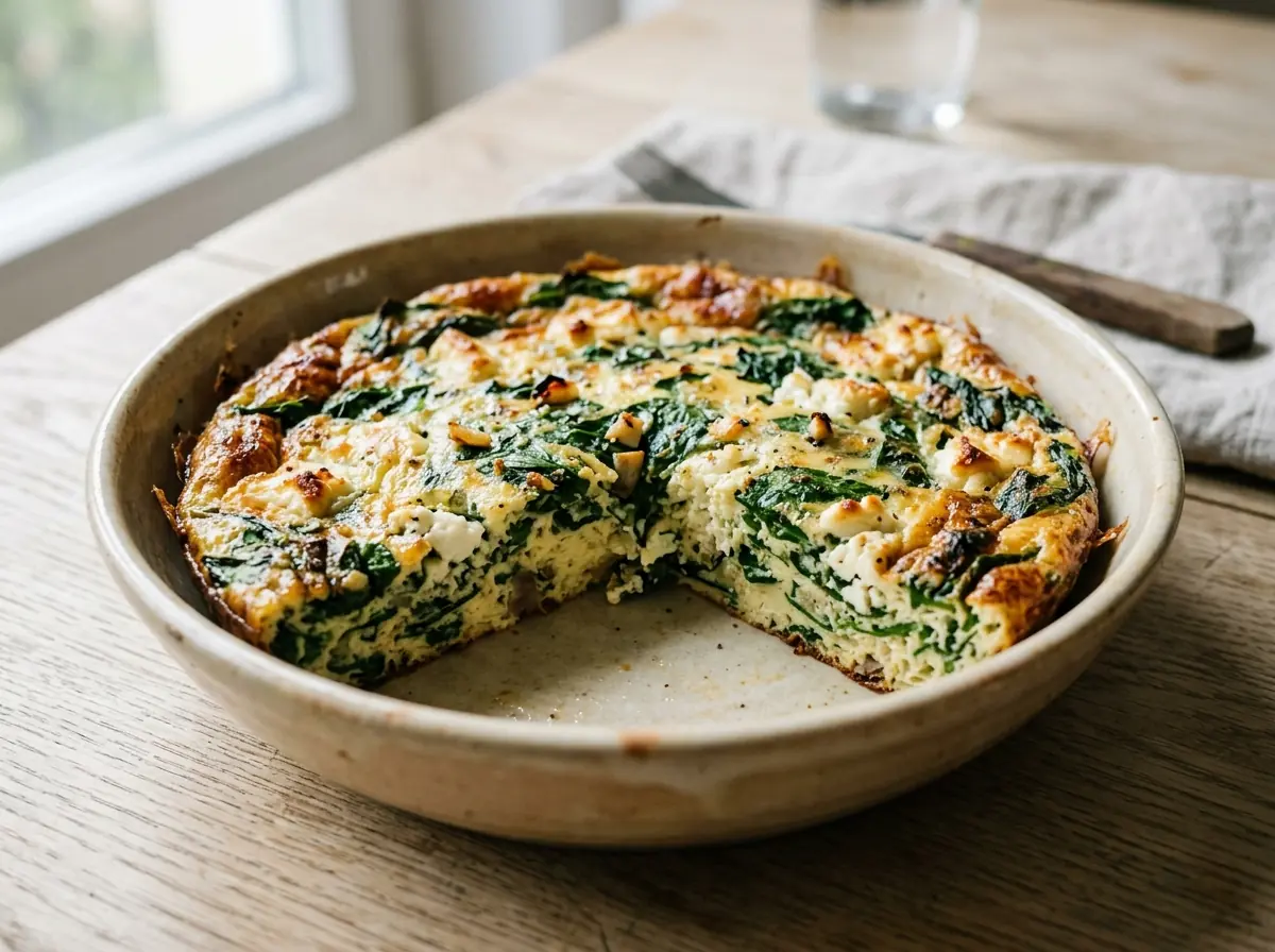 Frittata se špenátem a kozím sýrem