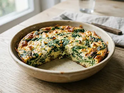 Frittata se špenátem a kozím sýrem