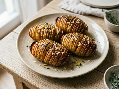 Hasselback brambory s česnekem a bylinkami