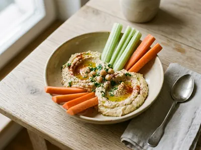 Hummus s řapíkatým celerem a mrkví