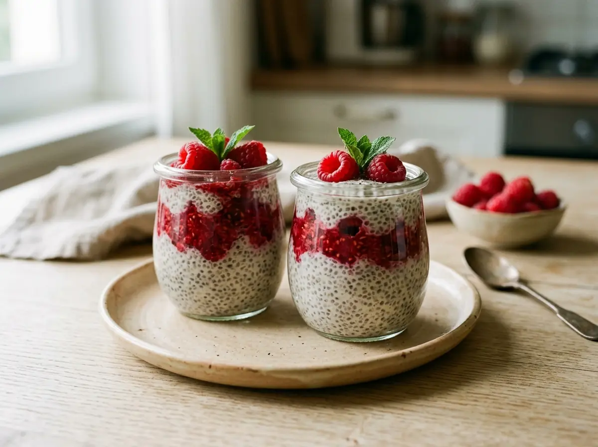 Osvěžující malinový chia pudink