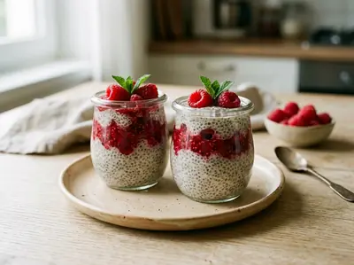 Osvěžující malinový chia pudink