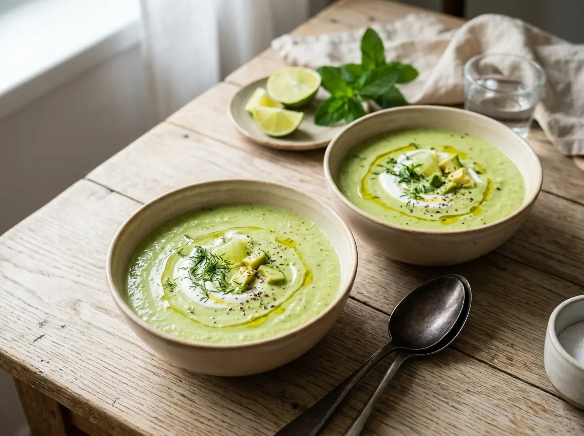 Studená avokádová polévka s limetkou