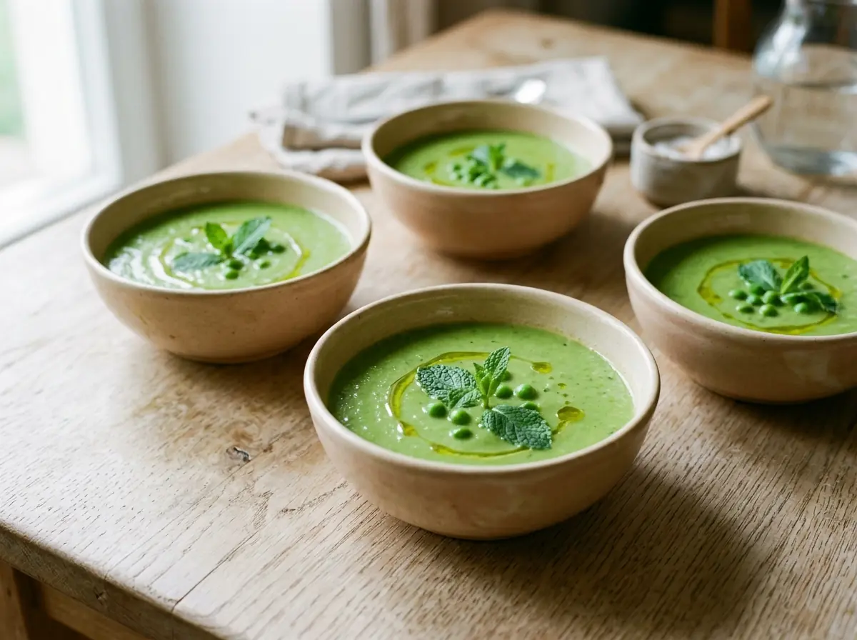 Studená hrášková polévka s mátou