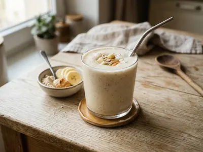 Veganský vanilkový proteinový koktejl